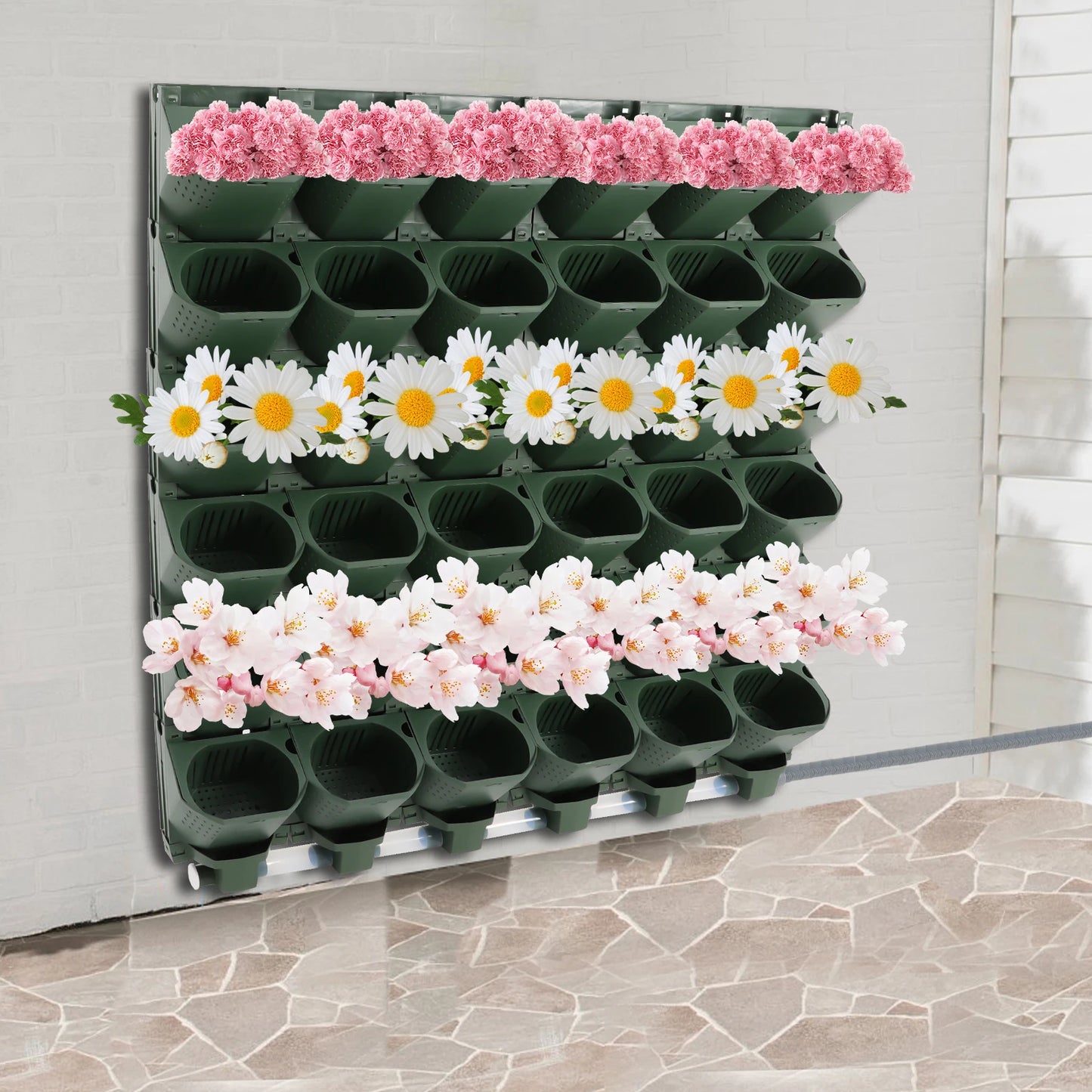 Self-Watering Hanging Flower Pot Set With Timer For Wall Mounted Vertical Garden