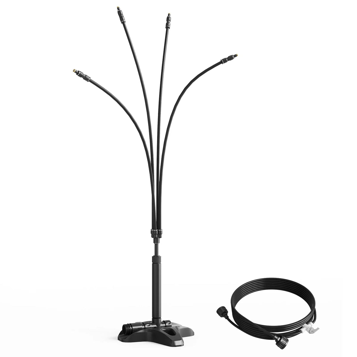 Durable ABS Misting Cooling System for Patio & Garden – 10M Inlet Hose with Connectors – Freestanding Outdoor Mister, Black, Efficient Backyard, Lawn & BBQ Cooling