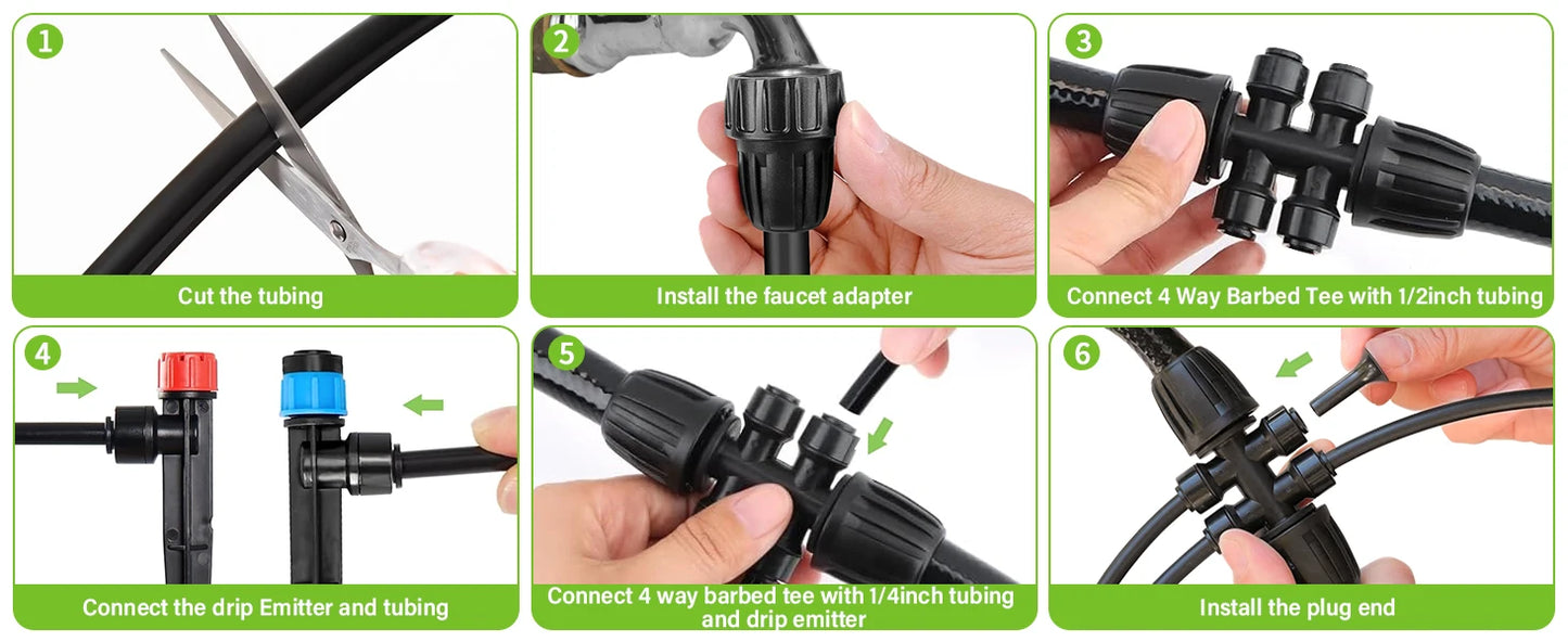 Drip Irrigation Kit for Garden Plants With Hose And Emitters