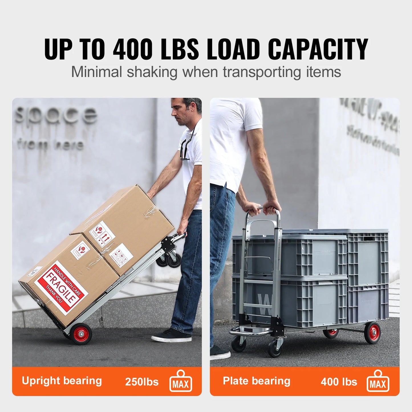 SucceBuy Folding Hand Truck 400 Lb Capacity Dolly With Wheels
