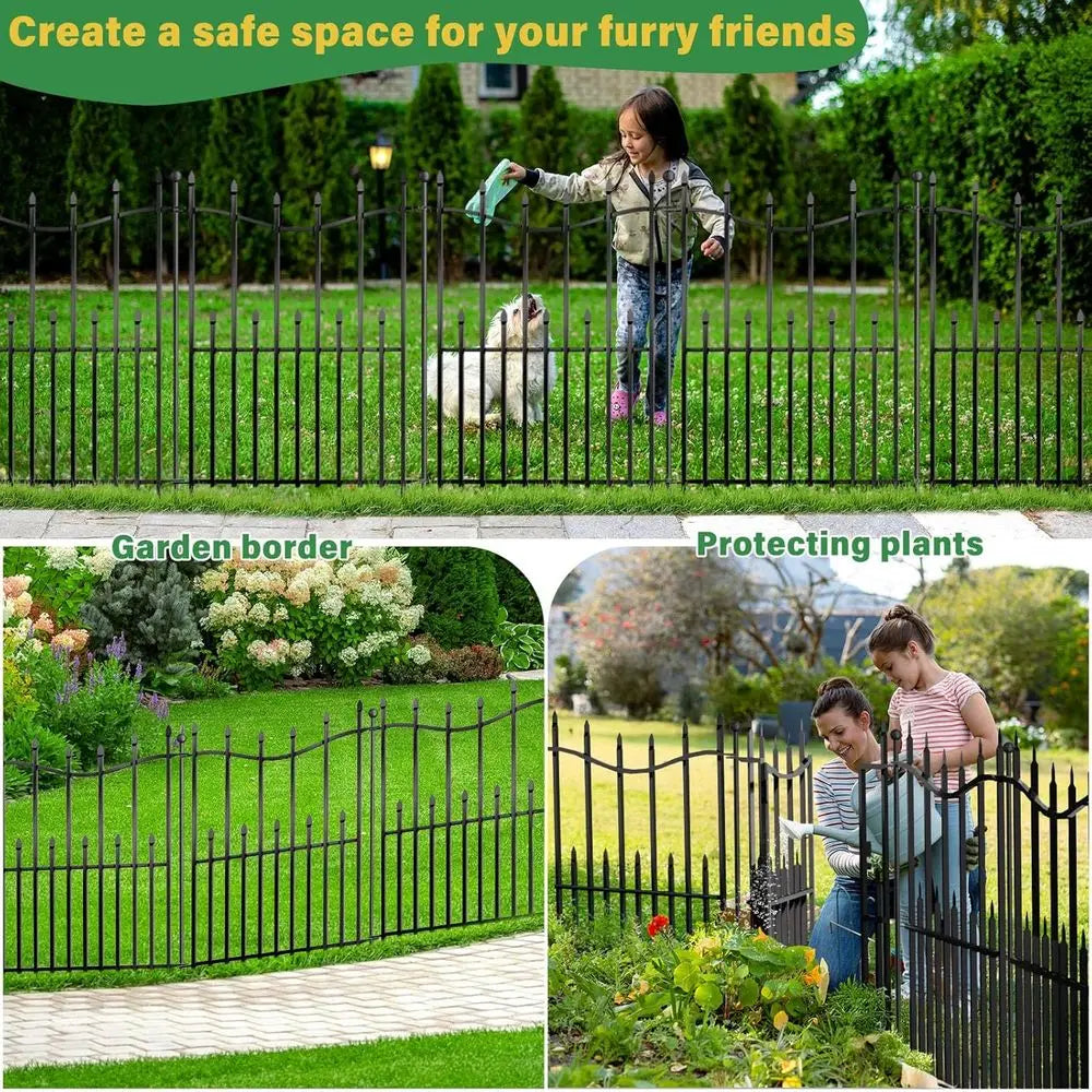 Decorative Garden Fence With Gate Heavy Duty Rustproof Metal Panels