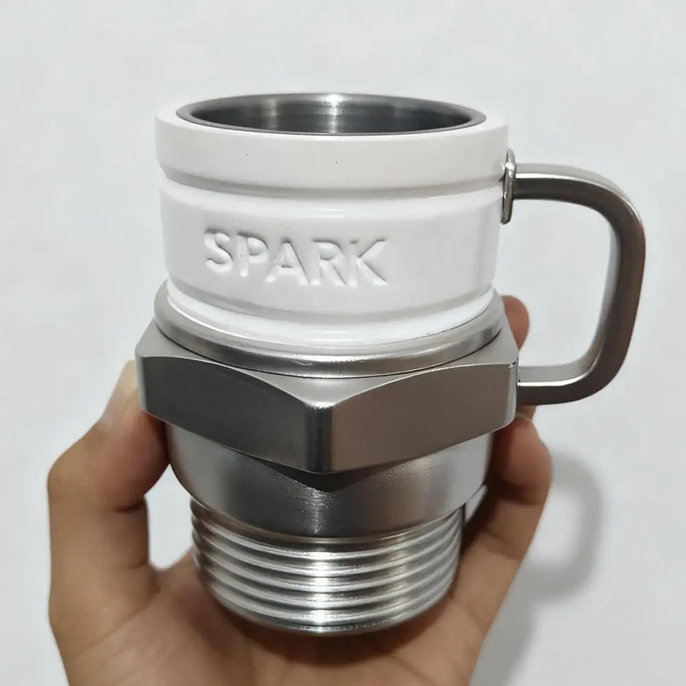 Spark Plug Shaped Coffee Cup Ceramic And Steel Rust Resistant
