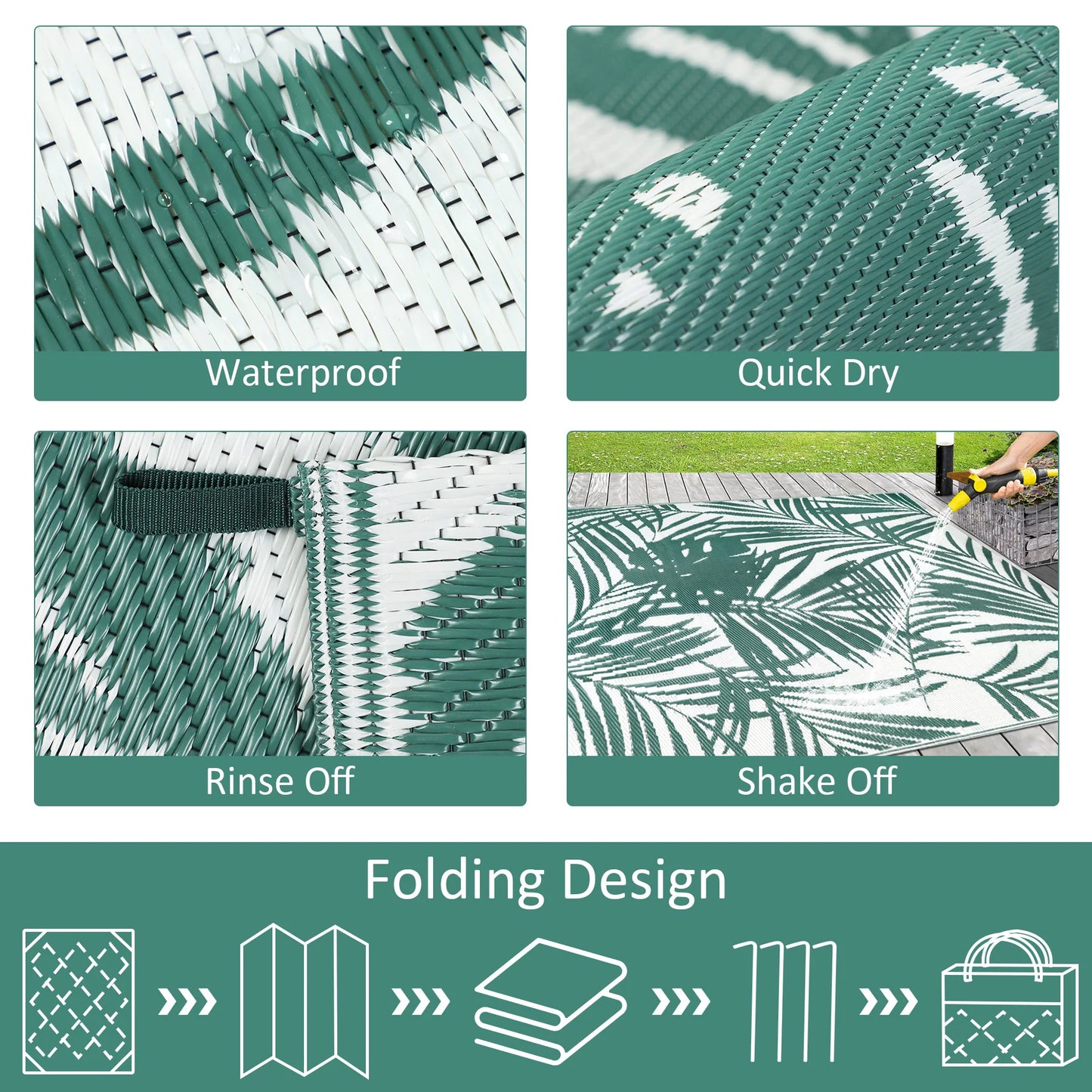Outdoor Rugs Waterproof Reversible Patio Mat For Family Camp RV