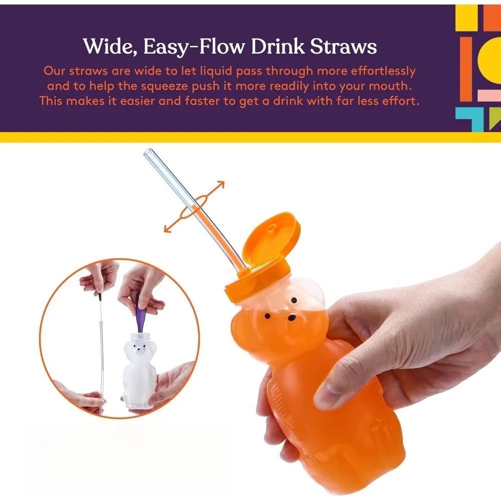 Bear Shaped Kids Water Bottles With Flip Straw Lids