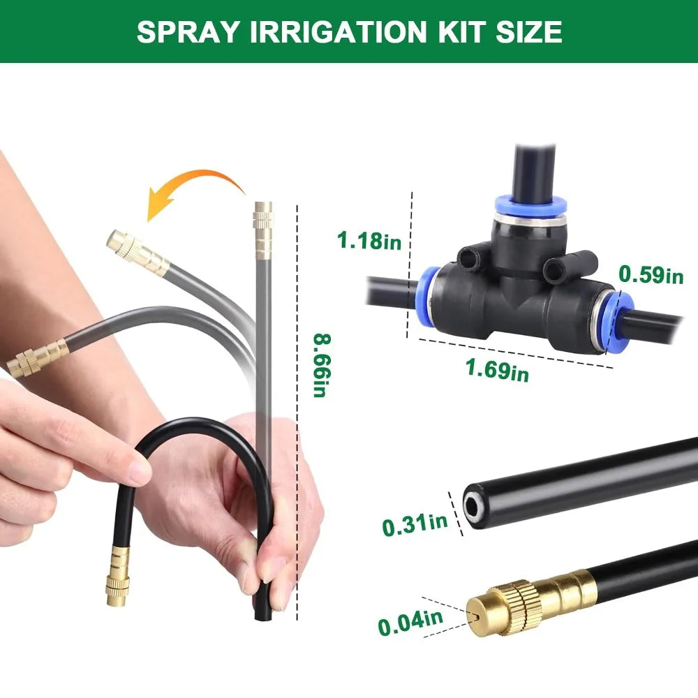 200ft Drip Irrigation Kit with 40 Adjustable Copper Nozzles, DIY Watering System for Garden, Lawn, Greenhouse & Raised Beds
