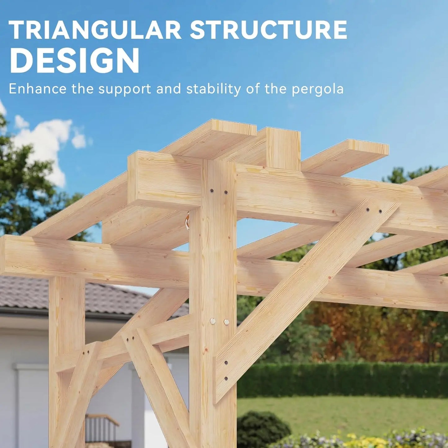 Cedar Wood Pergola Swing Bench 3 Seat With Canopy Chains