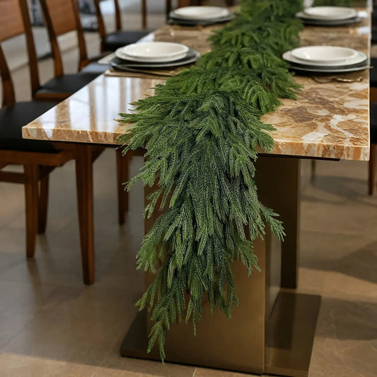 1pc Artificial Norfolk Pine Christmas Wreath Fake Green Garland Front Door Walls Porches Home Decor Xmas Decor Christmas Decor