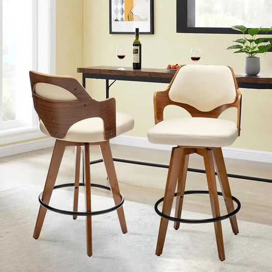Guangbai Modern Upholstered Bar Stools With Bamboo Legs