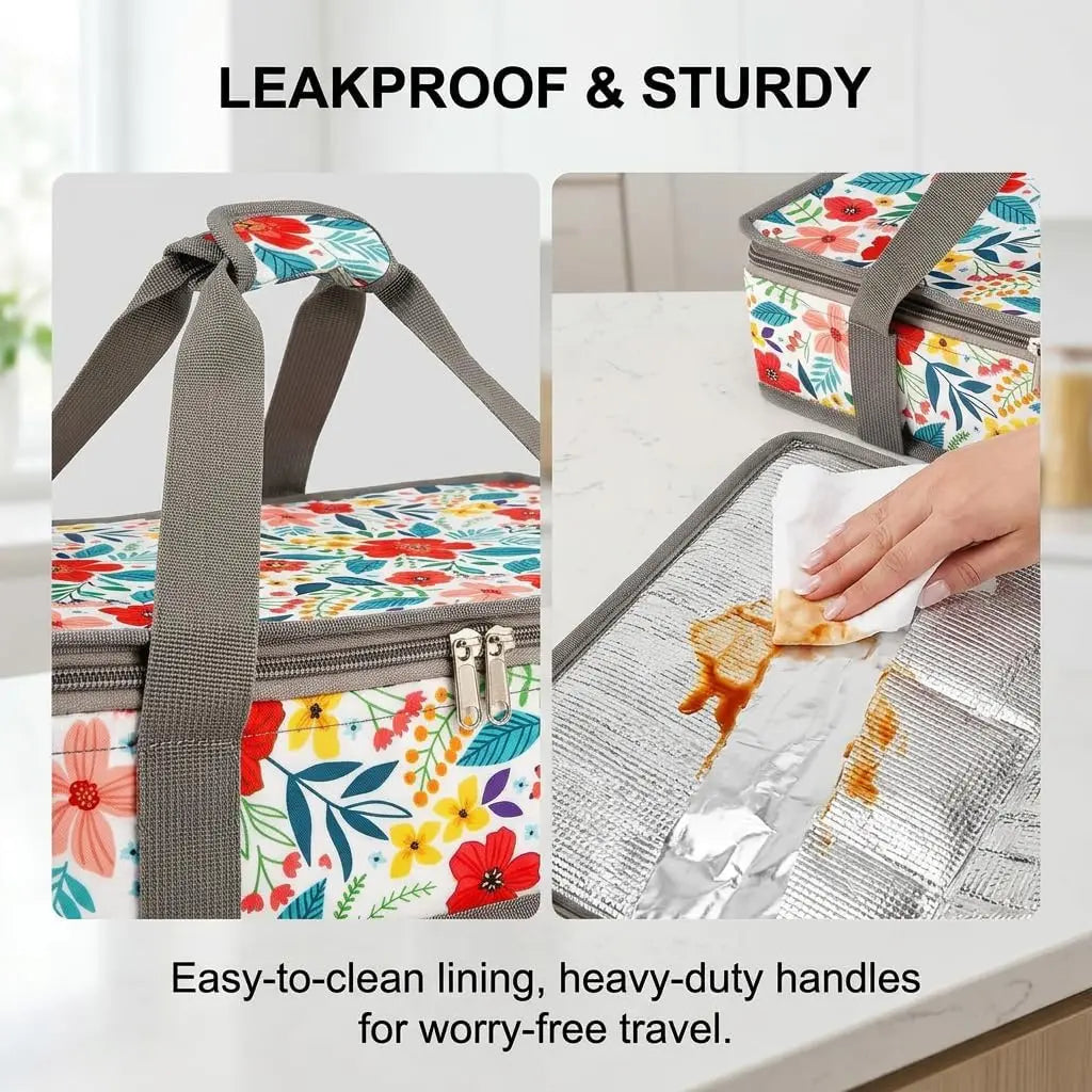 Insulated Casserole Carrier With Leakproof Lining For Food