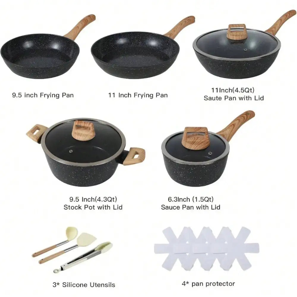 Ceramic Cookware Sets 15 Piece Nonstick Pots And Pans