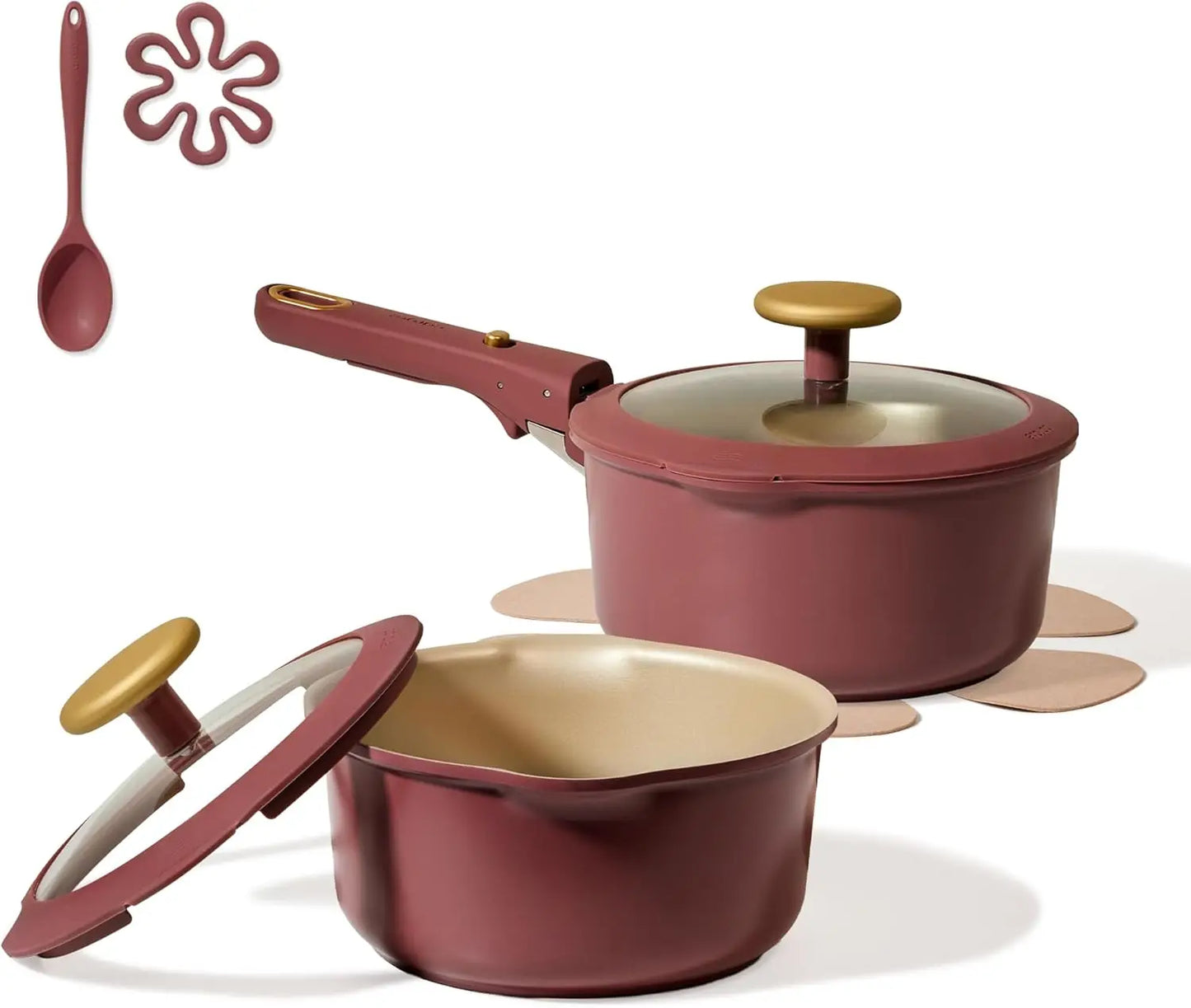Titanium Nonstick Reinforced Sauce Pan Set With Lid