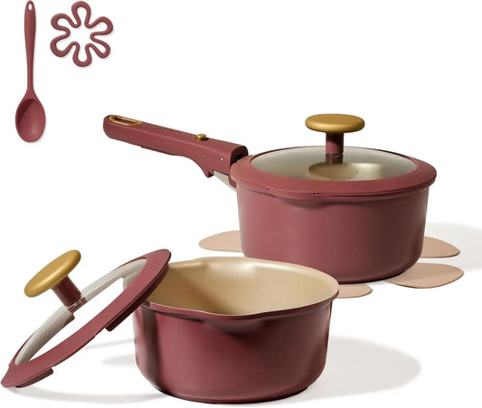 Titanium Nonstick Reinforced Sauce Pan Set With Lid