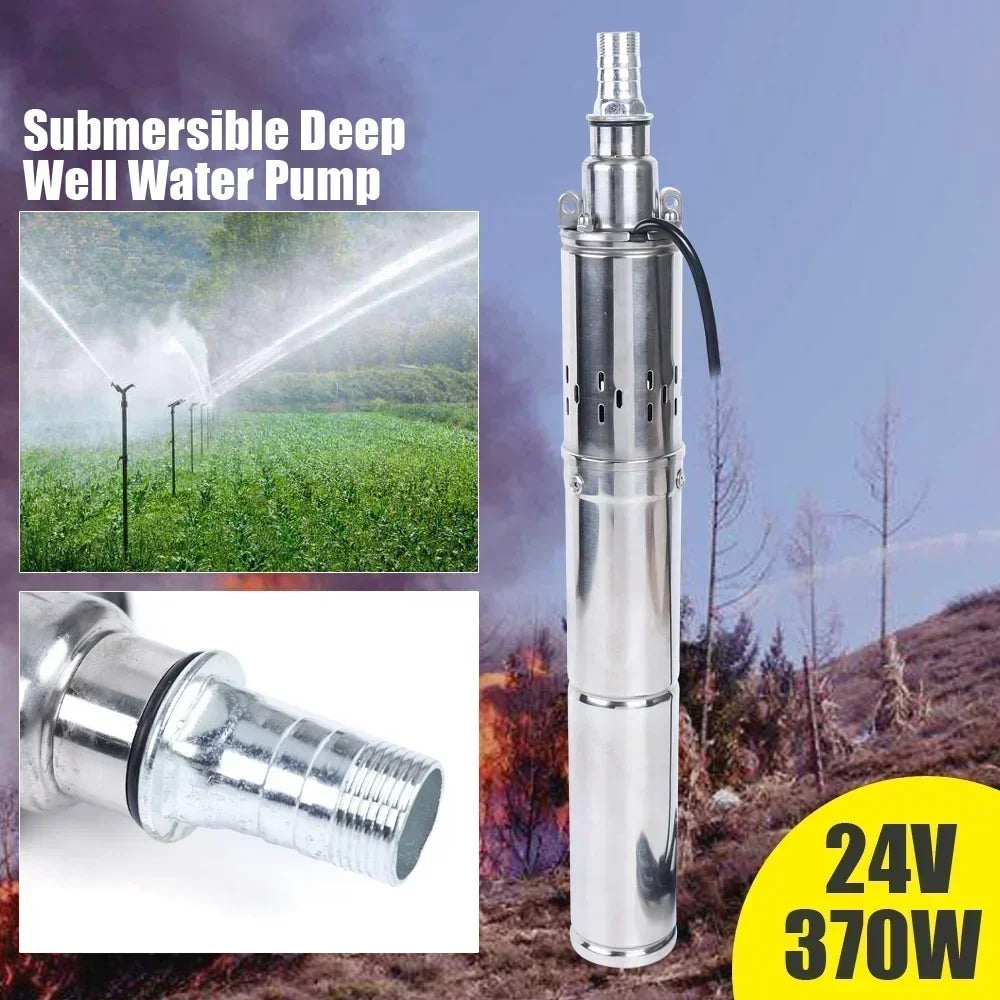 DC24V Deep Well Submersible Pump, 0.37KW Pure Copper Motor, 65m Max Head 2850RPM Overheat Protection Water Pump for Farm Irrigation Home Water Supply