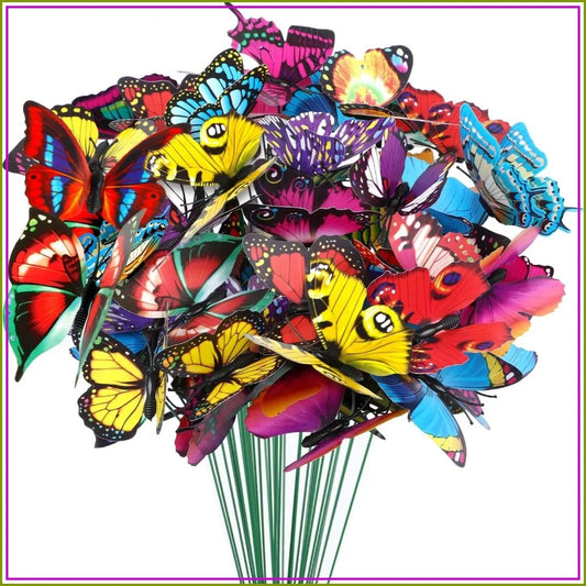 75 Pcs Colorful Butterfly Stakes, PVC Waterproof Garden Decor for Indoor/Outdoor Yard, 2.8" Wide, 10" Long