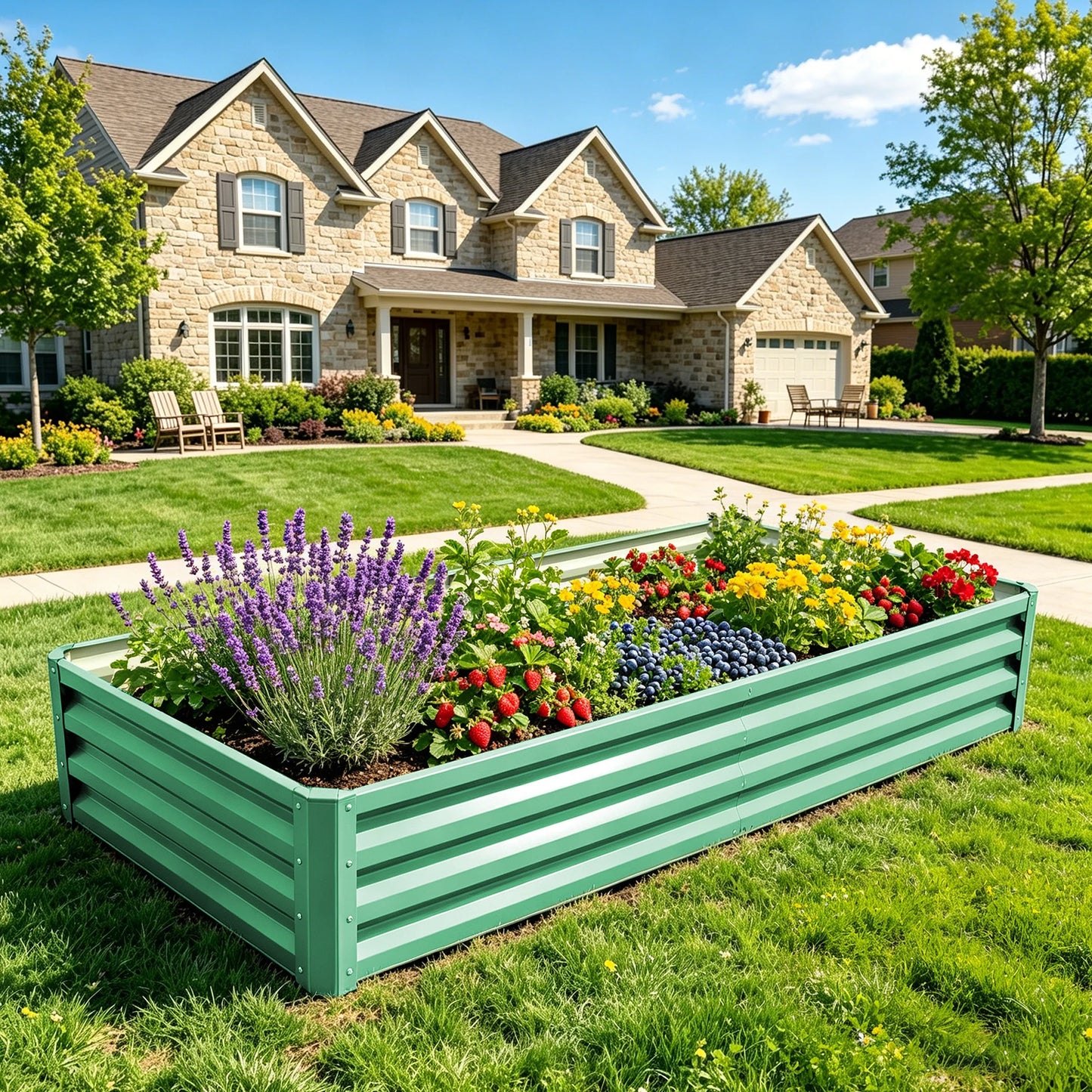 Galvanized Metal Raised Garden Bed for Outdoor Vegetable Planting