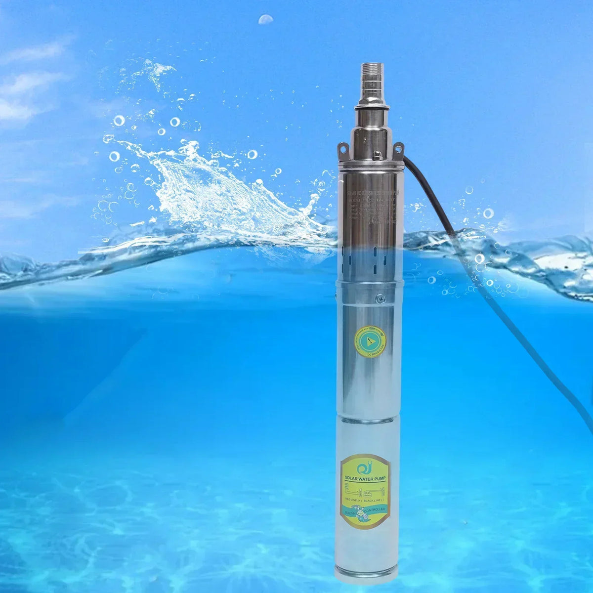 DC24V Deep Well Submersible Pump, 0.37KW Pure Copper Motor, 65m Max Head 2850RPM Overheat Protection Water Pump for Farm Irrigation Home Water Supply