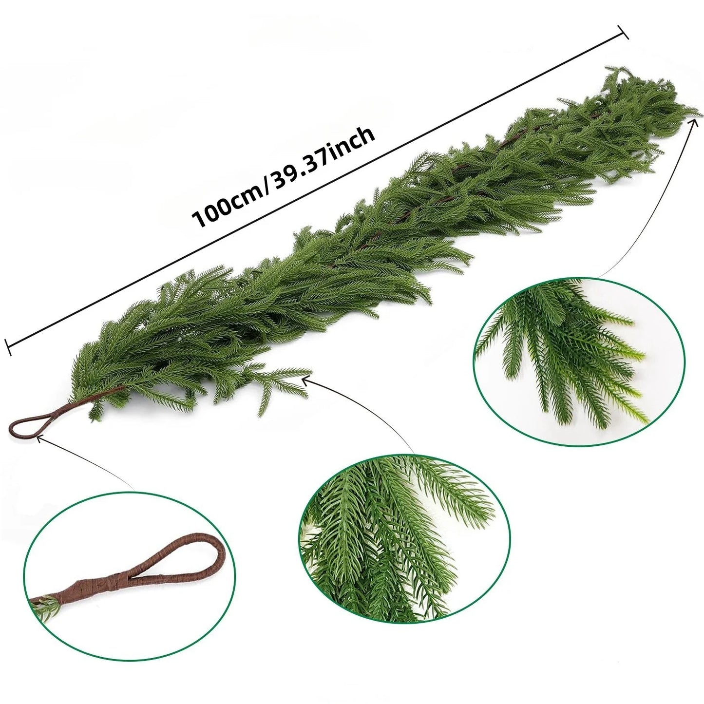 1pc Artificial Norfolk Pine Christmas Wreath Fake Green Garland Front Door Walls Porches Home Decor Xmas Decor Christmas Decor