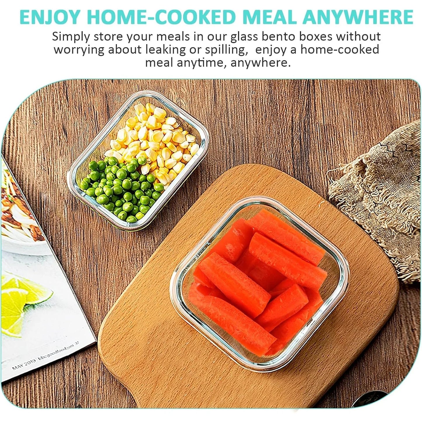 Glass Meal Prep Food Storage Containers Set Airtight BPA Free