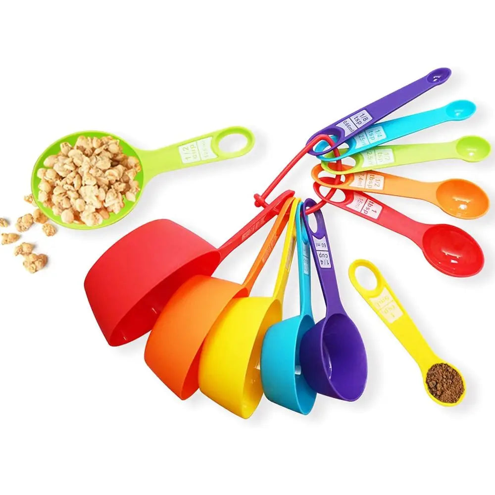 12 Piece Measuring Cups and Spoons Set, Colored Kitchen Measure Tools, Durable Nesting Cups and Spoons for Dry and Liquid, Dishw