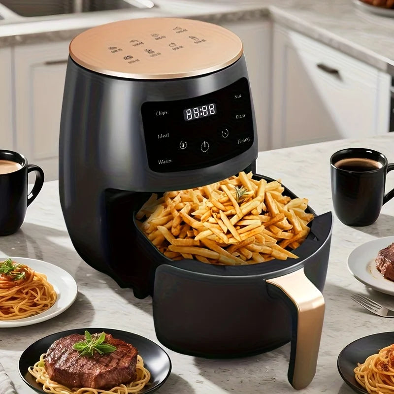 LED digital touch screen large capacity multifunctional fully automatic intelligent cooking air fryer. Temperature/time adjustment settings. Kitchen Tools - Suitable for family gatherings, braising, frying, fast food preparat