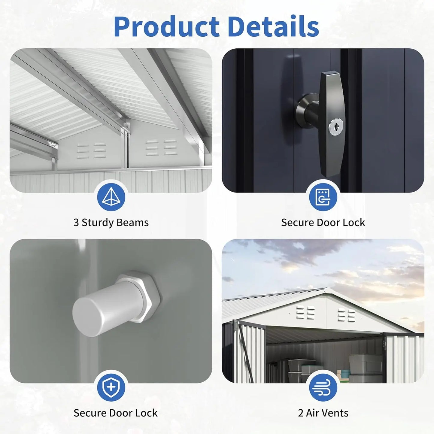 Metal Storage Shed With Lockable Doors For Backyard