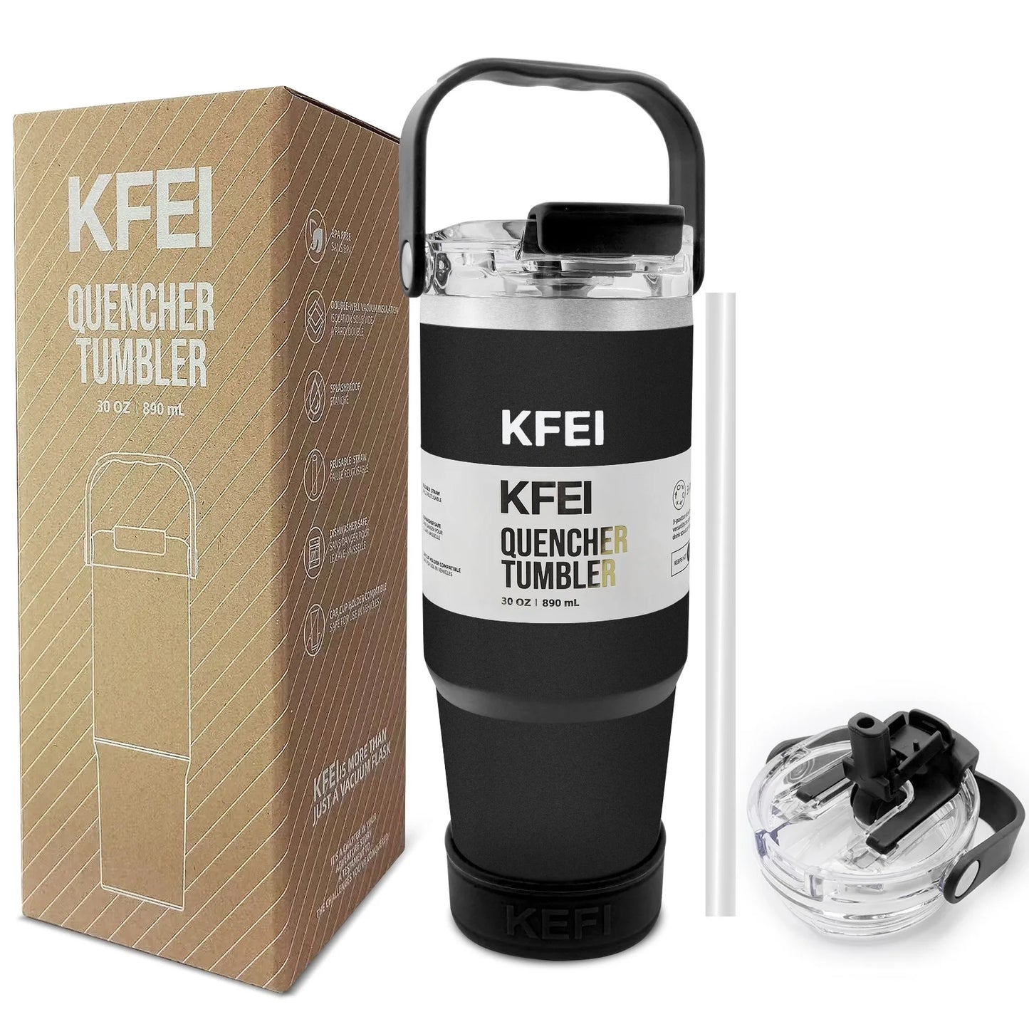 Insulated 30Oz Stainless Steel Tumbler With Lid And Straw