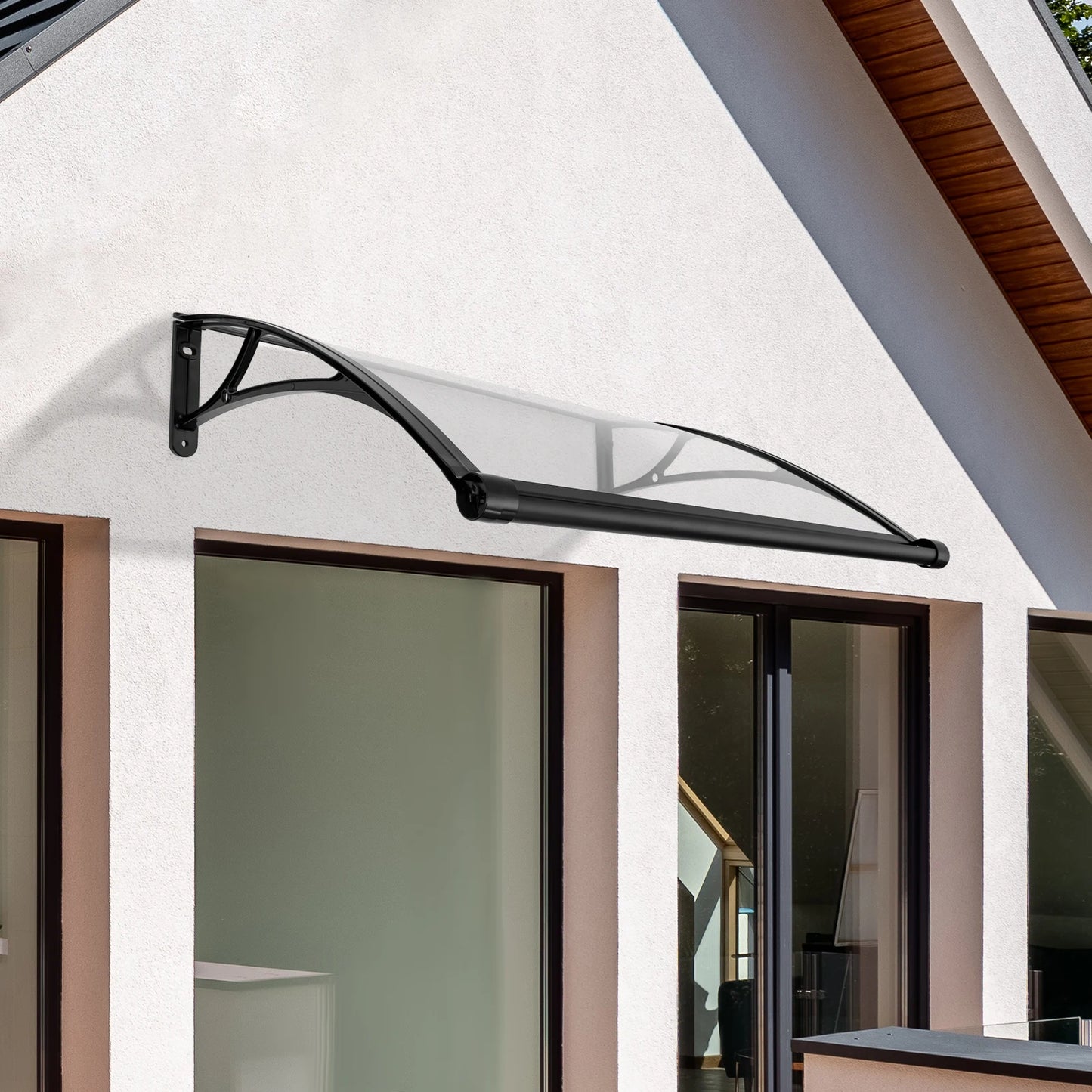 Overhang Awning Door Canopy Aluminum Alloy Rain Drainage UV Protection Rustproof Window Overhang Easy Install with Enlarged Gutter for Front Door Patio Garden