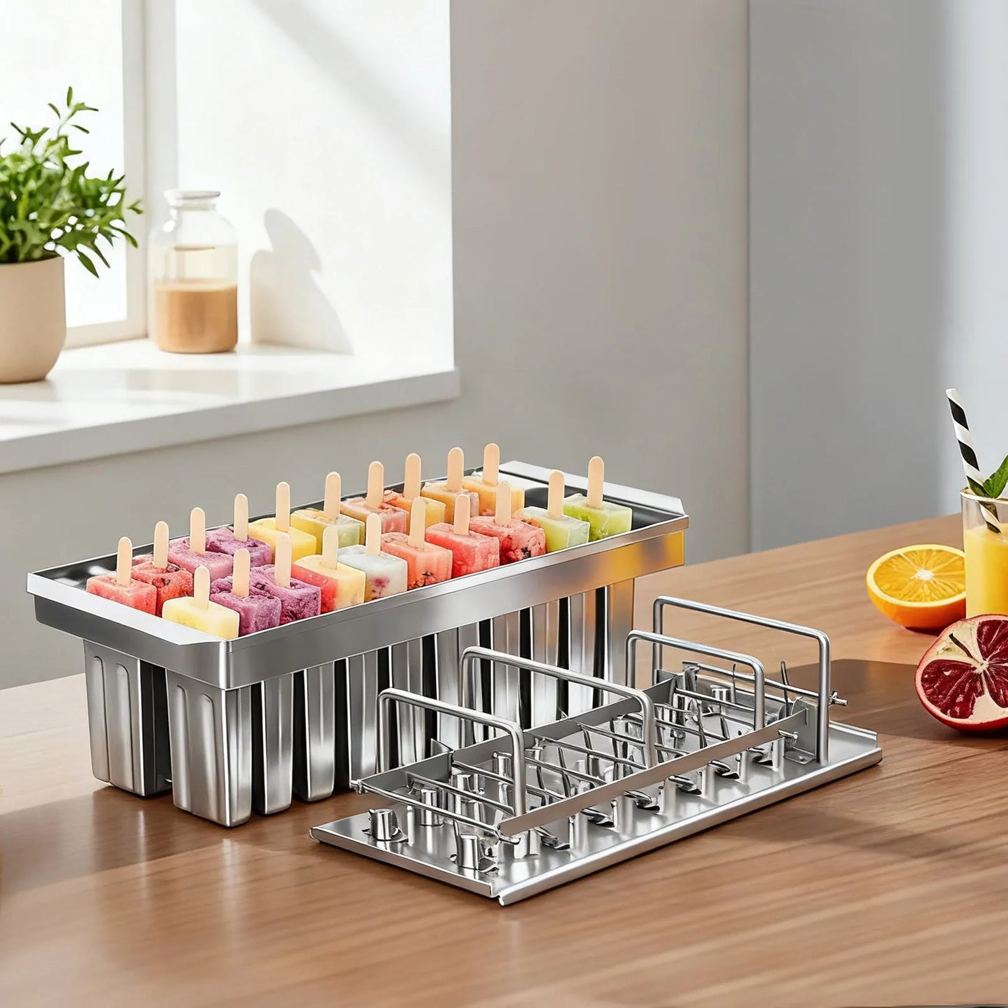 Stainless Steel Ice Cream Mold Set 20 Cavities For Kitchen