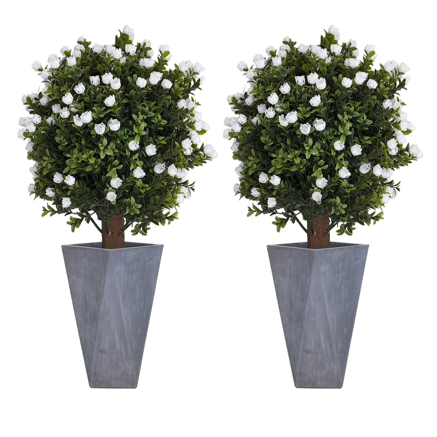 Outdoor Landscape Greenery, Artificial Ginkgo Biloba Tree, Wood Plastic 69cm 2pcs White Bloom Ground Spike Artificial Ginkgo Biloba Tree, Artificial Ginkgo Biloba Tree Courtyard Balcony Home Layout Accessory