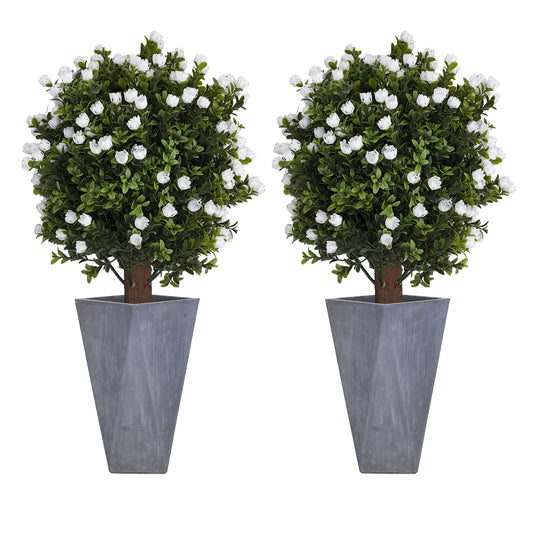 Outdoor Landscape Greenery, Artificial Ginkgo Biloba Tree, Wood Plastic 69cm 2pcs White Bloom Ground Spike Artificial Ginkgo Biloba Tree, Artificial Ginkgo Biloba Tree Courtyard Balcony Home Layout Accessory