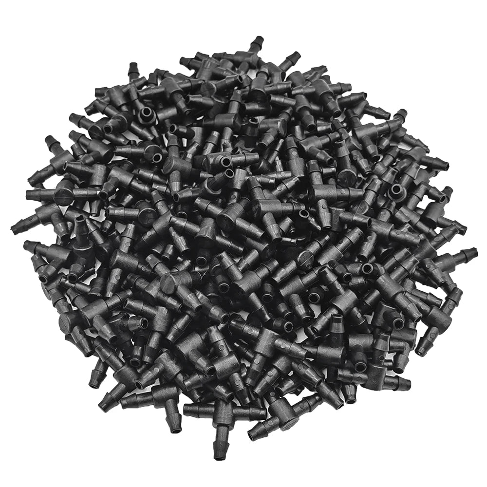 50PCS Plastic Barbed 3-Way TEE Connector for 4/7mm Tubing Watering Pipe Hose Couplings Micro Drip Irrigation Garden Tools