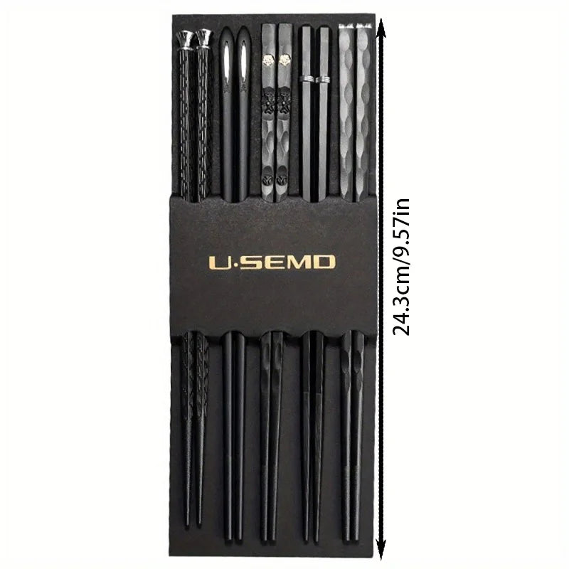 Flexible Alloy Chopsticks, Non-Slip And Hygienic, 5 Pairs
