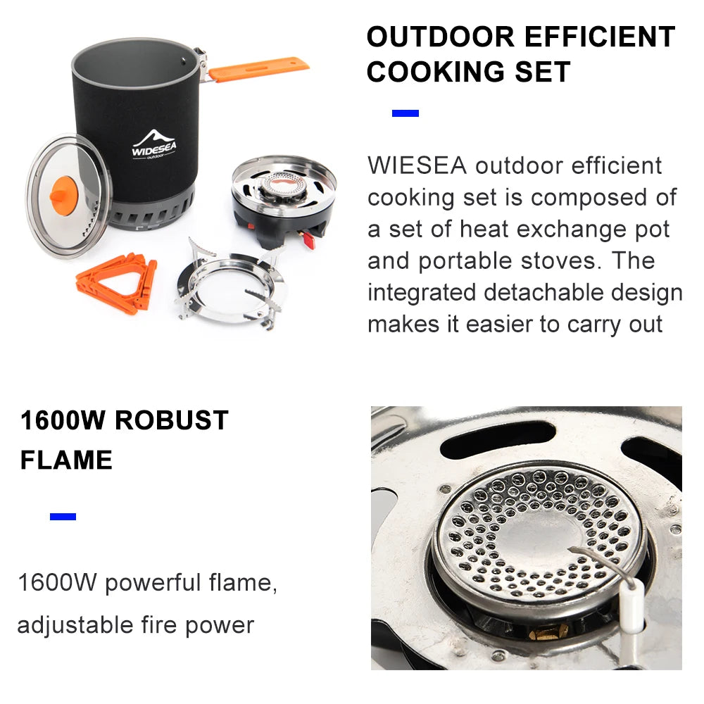 Widesea Camping Cooking System With Heat Exchanger Gas Burner