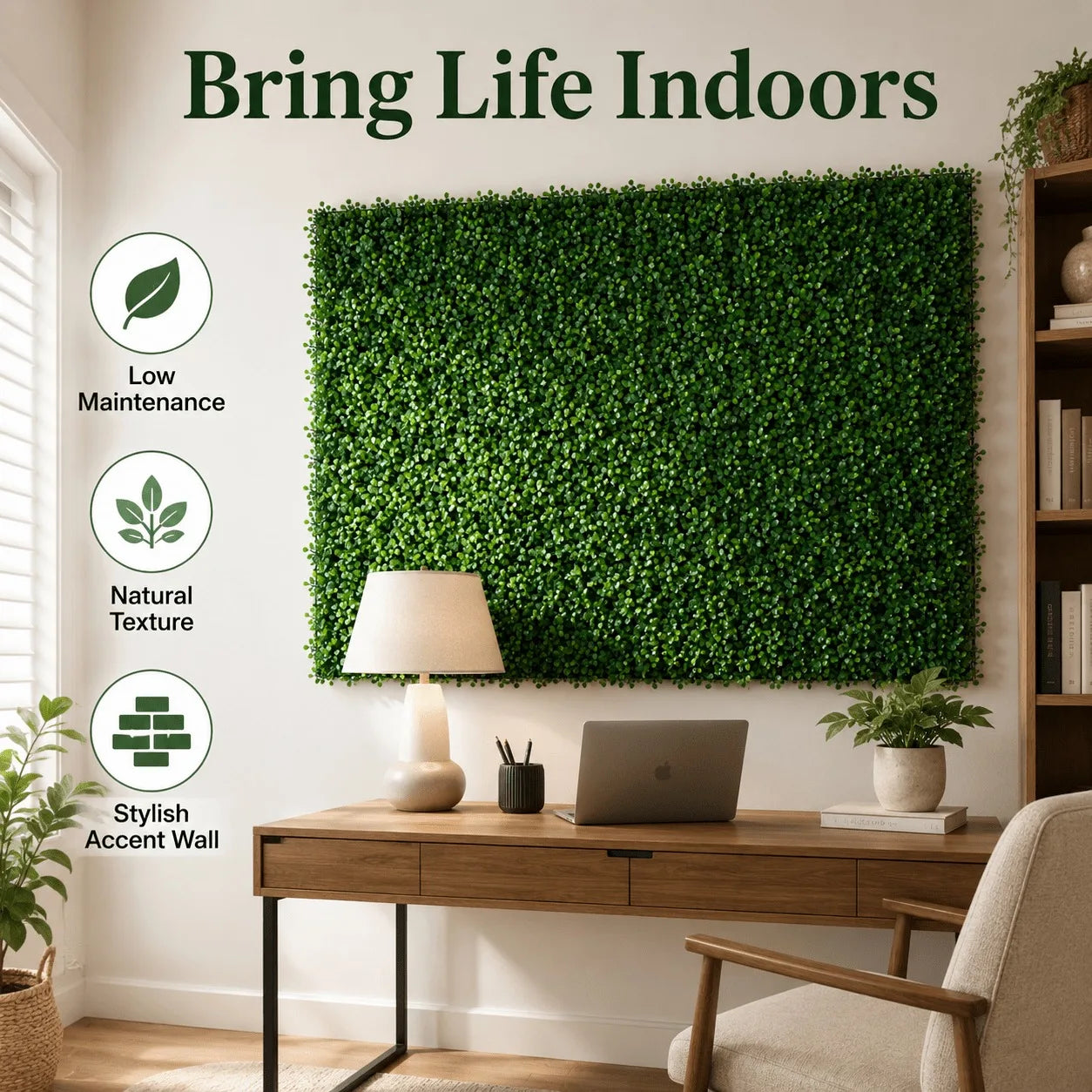 12/24 Pack 24x16 Inch Boxwood Hedge Panels, 32/64 Sq Ft, 1.6" UV Resistant Artificial Plant Wall, Privacy Screen for Garden & Backyard