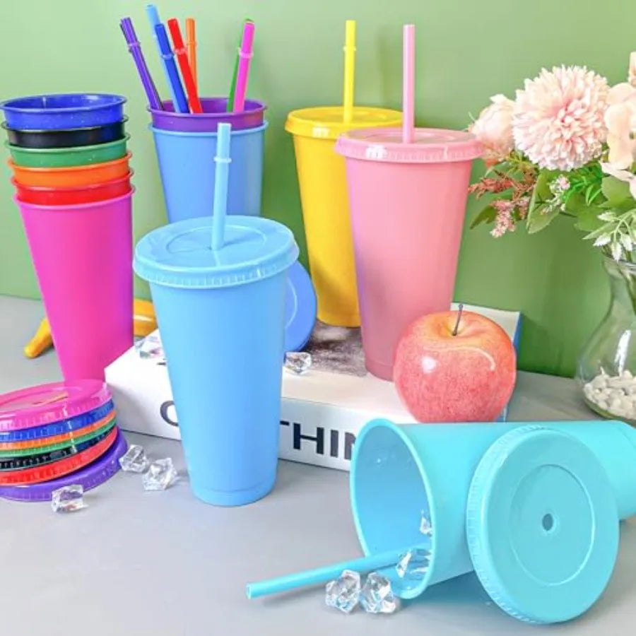Glitter Plastic Cups With Lids And Straws 72 Pack Bulk