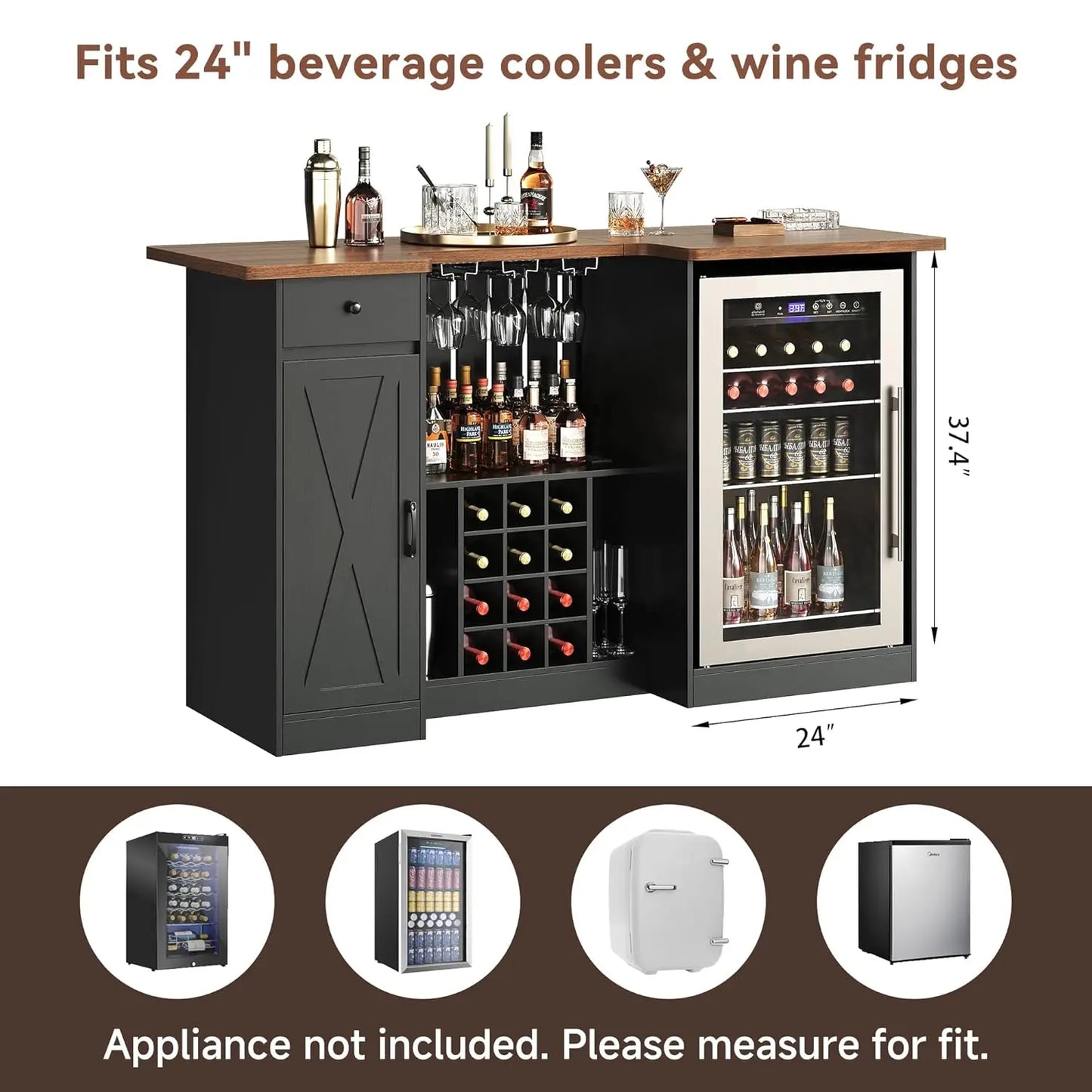 U-Shape Liquor Cabinet With Fridge Space