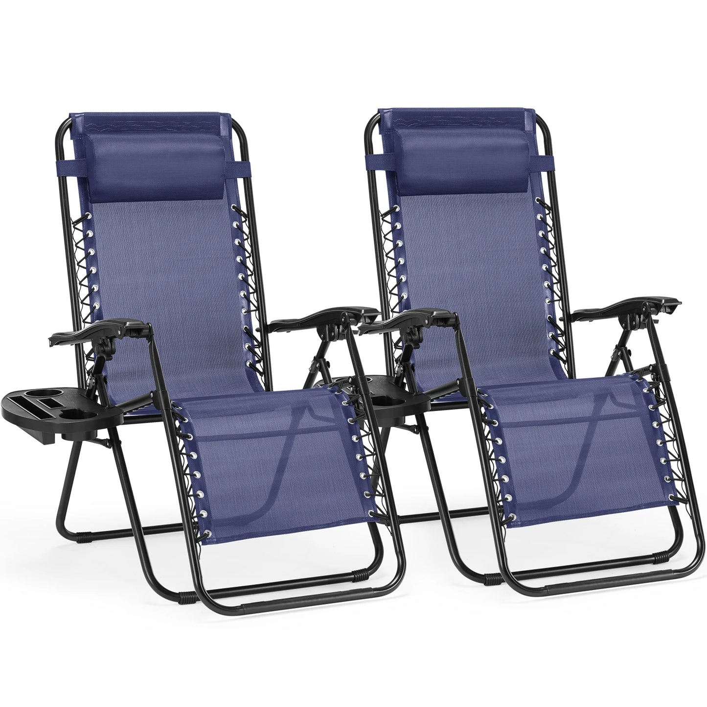 JHK Zero Gravity Double Portable Recliners with Cup Holders