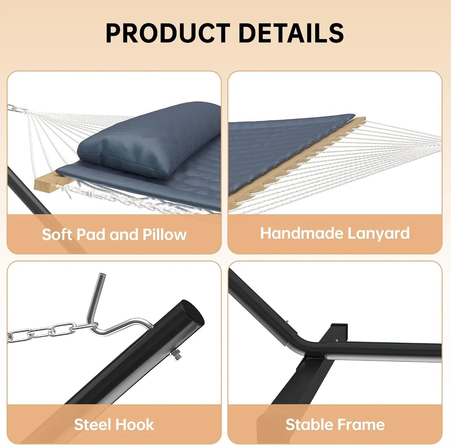 HiMISS Heavy Duty Double Hammock With Stand