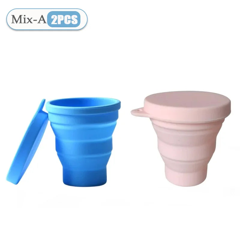 Silicone Folding Telescopic Cup With Lid For Tea And Coffee