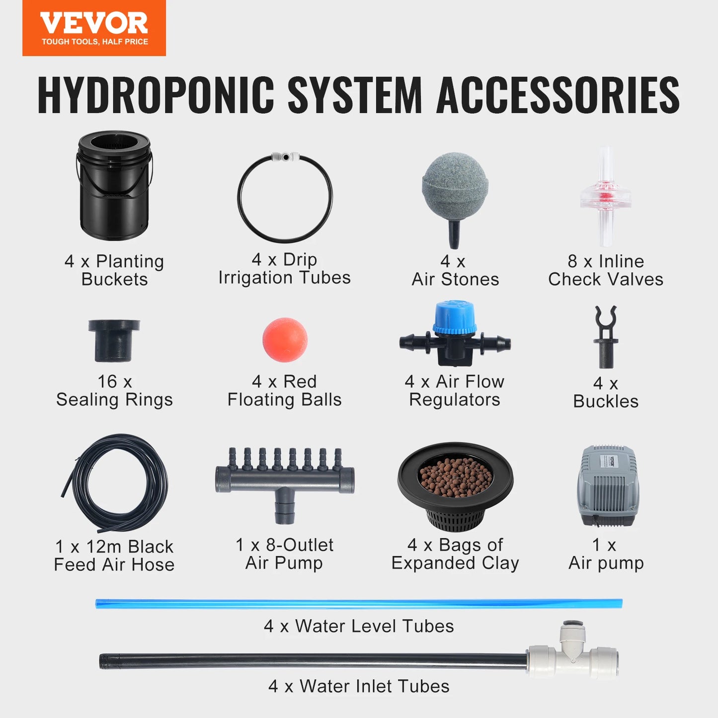SucceBuy DWC Hydroponics Grow System Hydroponic Growing System w/ Top Drip Kit Deep Water Culture 5-Gallon Buckets with Air Pump