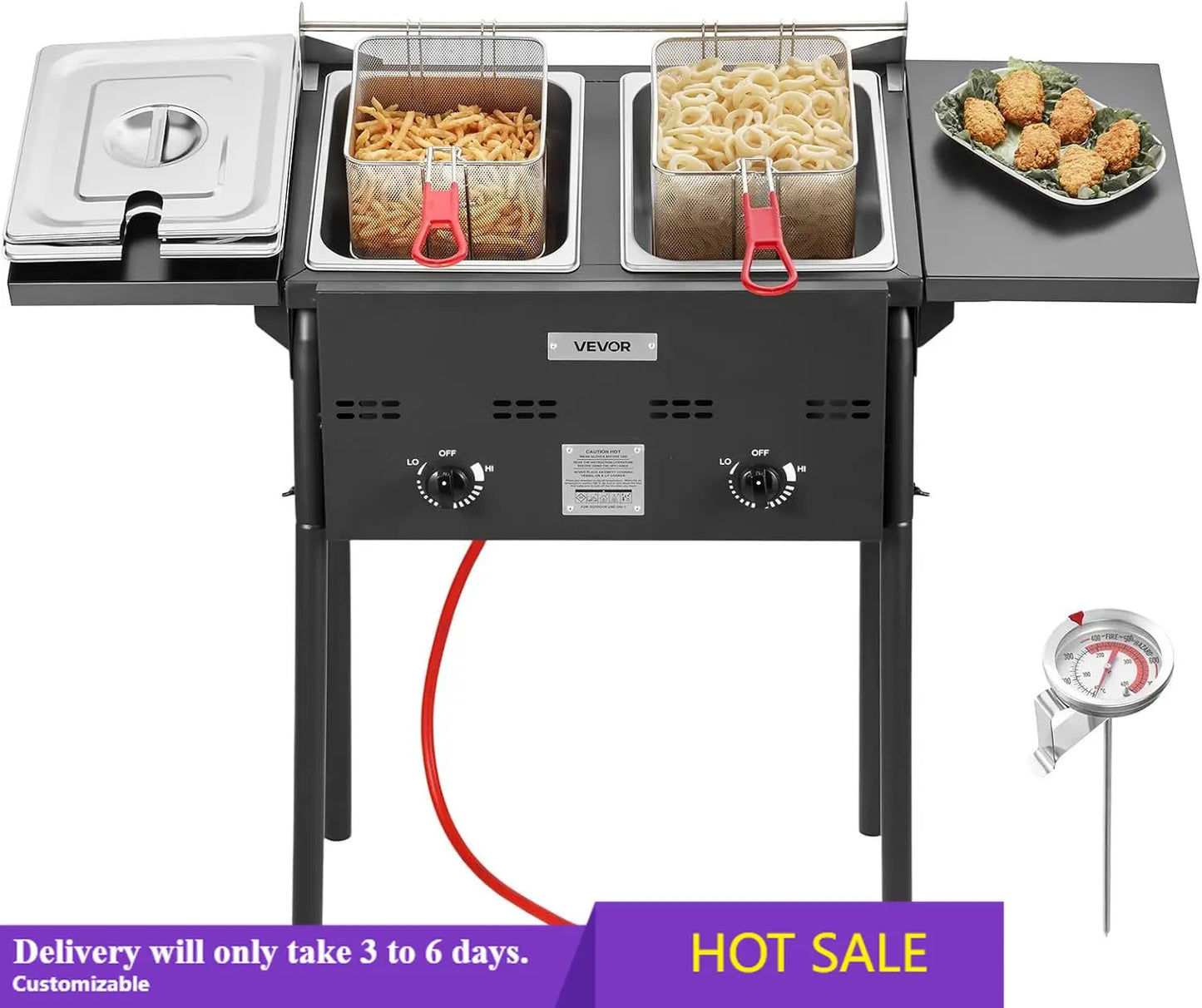 Outdoor Propane Deep Fryer With Double Burners For Commercial Use