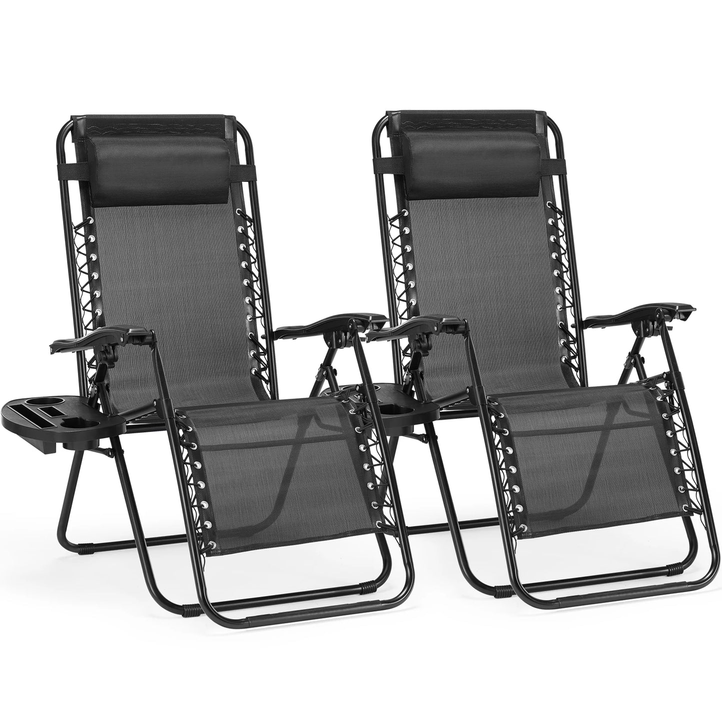 JHK Zero Gravity Double Portable Recliners with Cup Holders