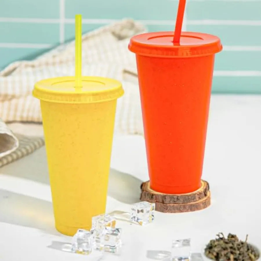 Glitter Plastic Cups With Lids And Straws 72 Pack Bulk