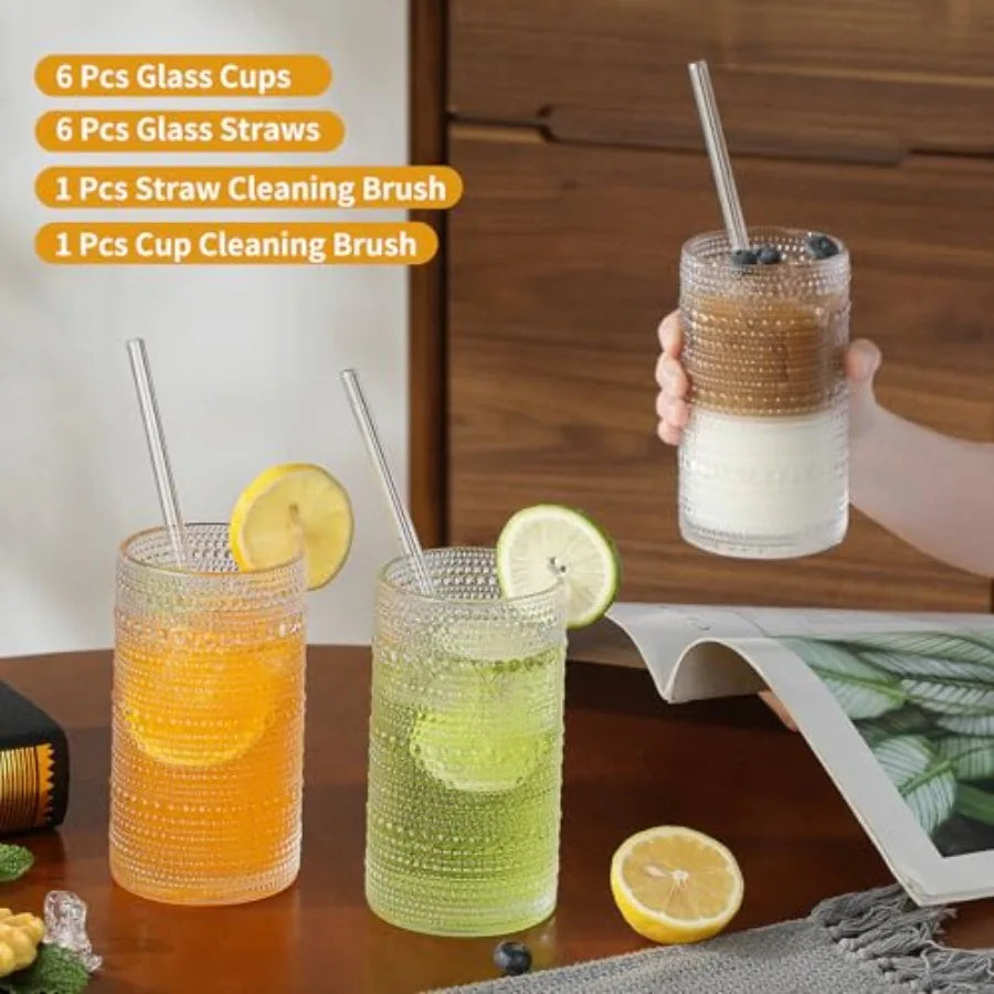 Vintage Hobnail Drinking Glasses Highball Tumblers for Water