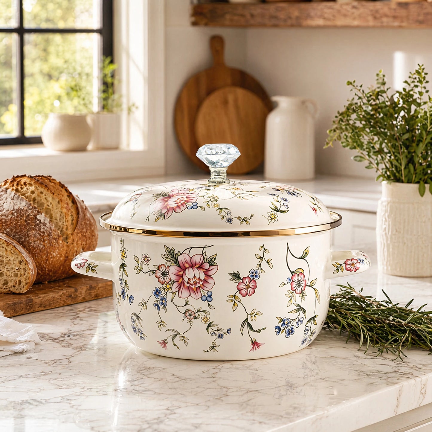 Enamel Pot With Lid For All Stovetops Durable Kitchenware