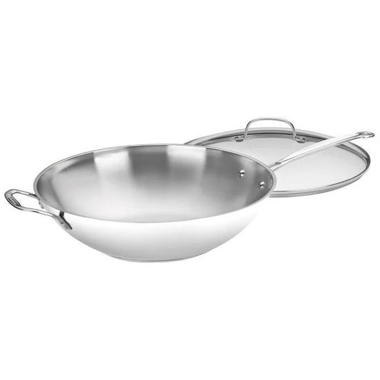 Chef's Classic Stainless Steel Stir Fry Pan With Glass Cover