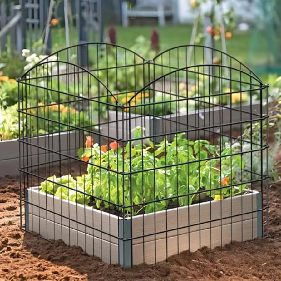 Metal Garden Fence 32 inch H x 28 inch W 10 Panels Total Length 23 ft No Need Dig Outdoor Rustproof Animal Barrier Fenc