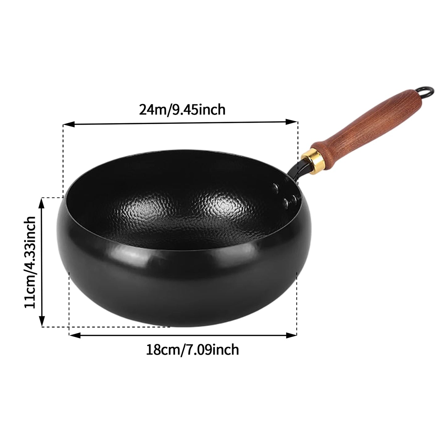 Hammered Wok With Deep Round Bottom For Gas And Induction