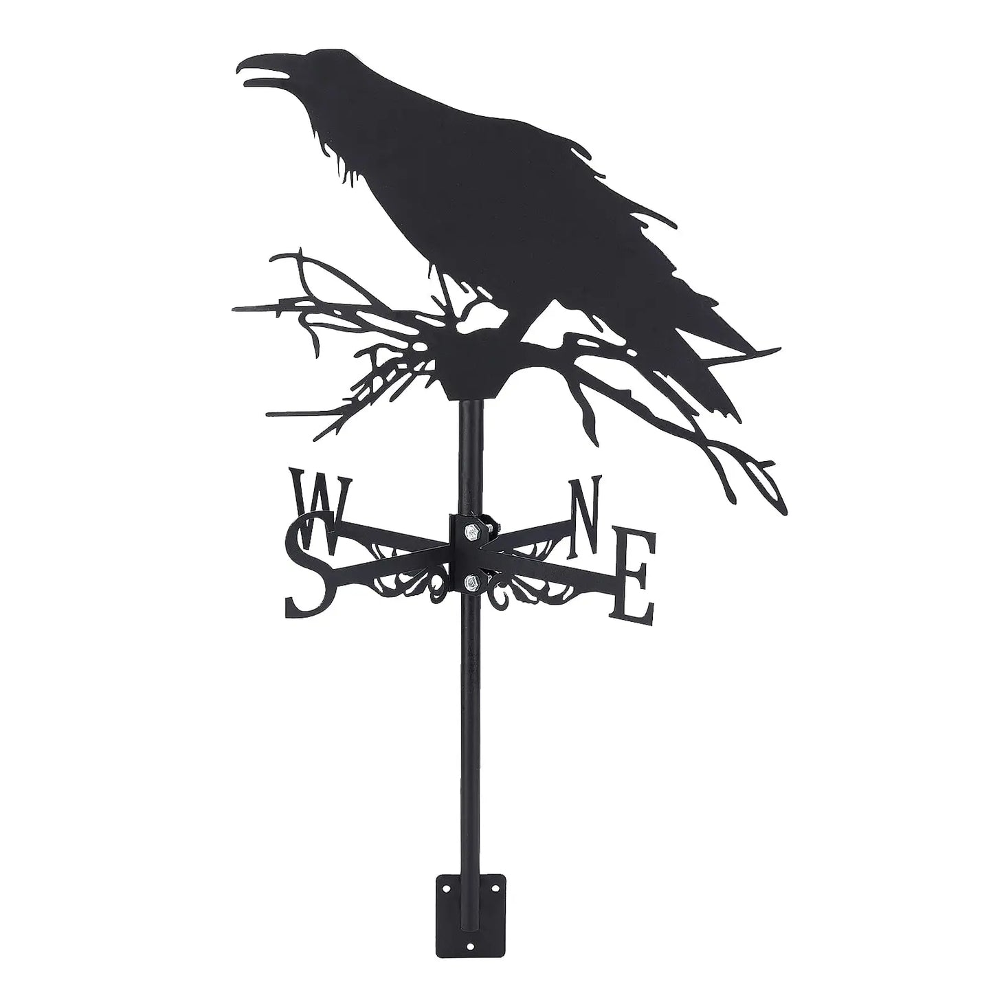 Crow Weathervane Raven Weather Vane for Yard Animal Metal Wind Vanes Roof Mount for Outside Garden Black Weathervanes
