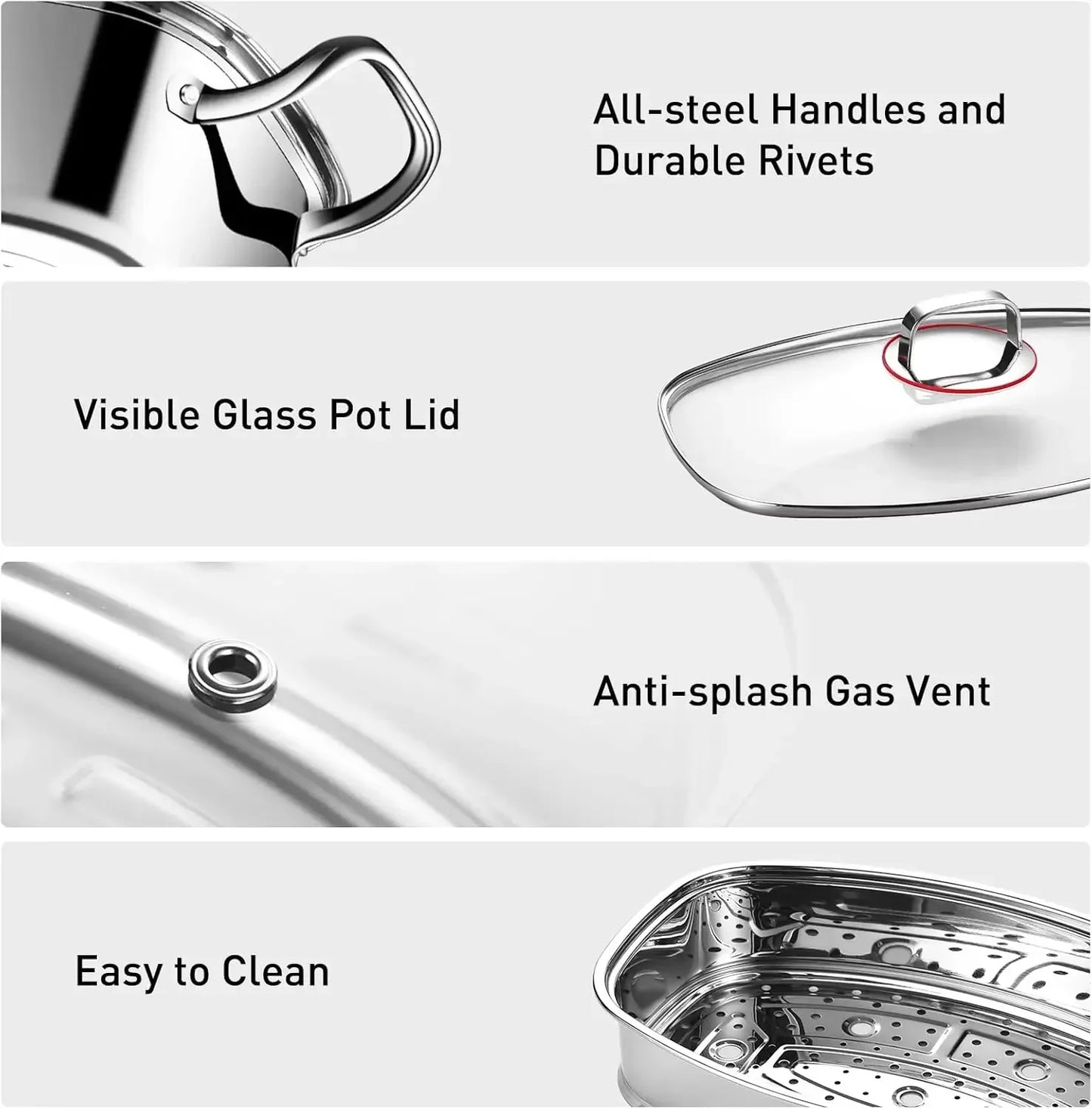 Two Tier Stainless Steel Fish Steamer Stockpot Cookware With Rack